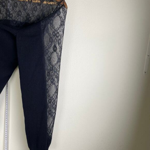 Ramy Brooke Lindsay Sweater Size L Black Lace Cashmere Blend Party Romantic - Picture 10 of 16